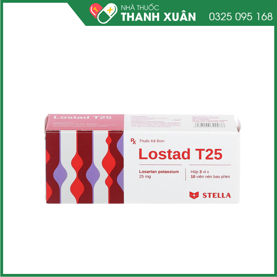Lostad T25 điều trị tăng huyết áp, suy tim, nhồi máu cơ tim